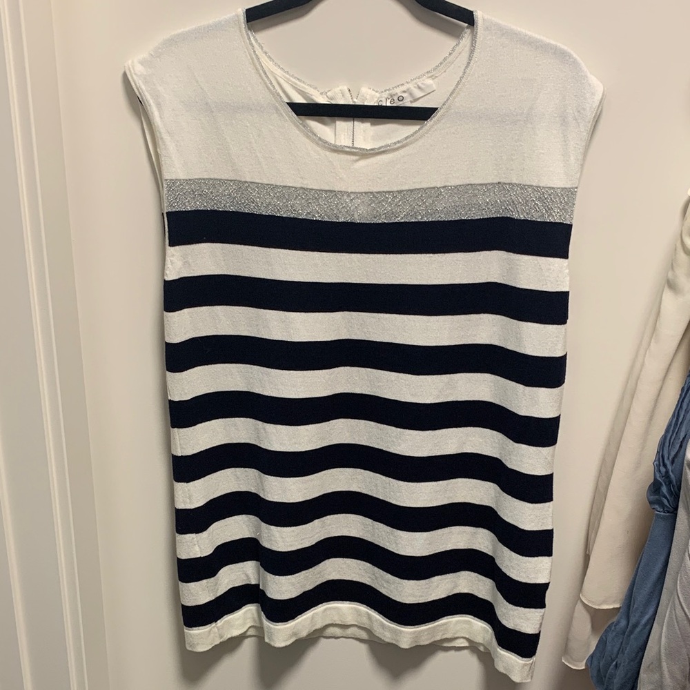 Cleo Navy and White Striped Tank Top